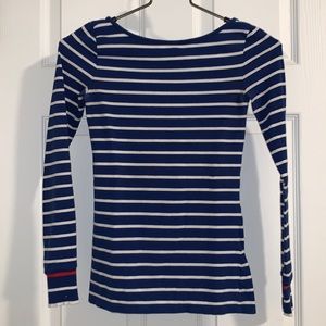 Armani Exchange: Blue & White Striped Long Sleeve